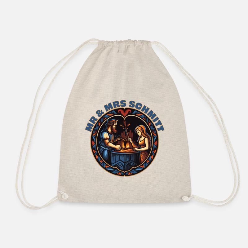 Mr. & Mrs. Schmitt honeymooning. - Drawstring Bag - nature