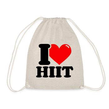 Ich liebe HIIT - Fitness-Gewichtheben lustig - Turnbeutel - Natur - Vorne