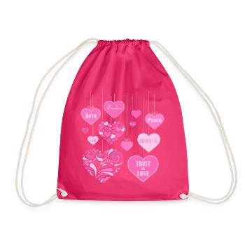 Hearts Bouquet - LOVE PEACE FREEDOM 2 - Drawstring Bag - fuchsia - Front