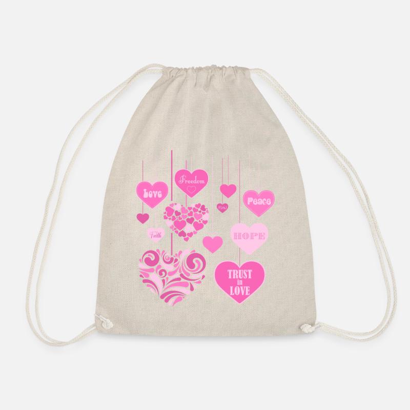 Hearts Bouquet - LOVE PEACE FREEDOM 2 - Drawstring Bag - nature
