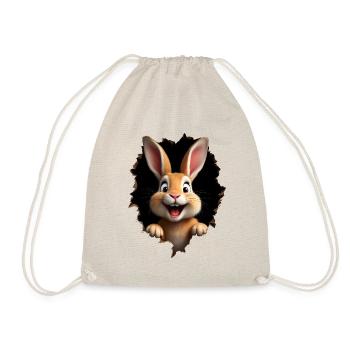 Mignon lapin jette un coup d’œil à travers le trou - Lapin de Pâques - Sac de sport léger - nature - Devant