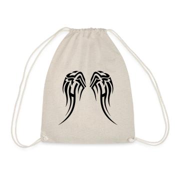 Eigene Farbwahl, Tribal Tattoo Flügel - Turnbeutel - Natur - Vorne