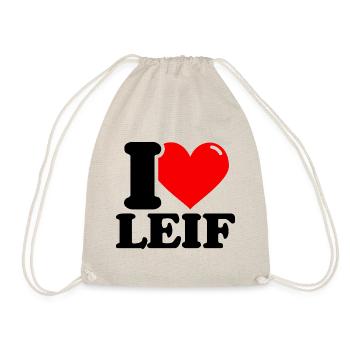 I love leif Vorname - Turnbeutel - Natur - Vorne