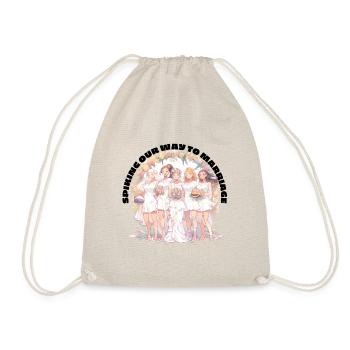Spiking Our Way To Marriage. volleyball bride - Drawstring Bag - nature - Front