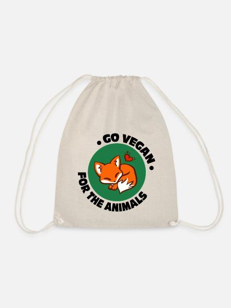 Go Vegan / For the animals / Fox - Drawstring Bag - nature