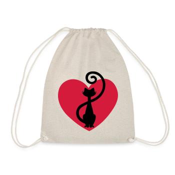Cat love cat love heart for cats gift idea - Drawstring Bag - nature - Front