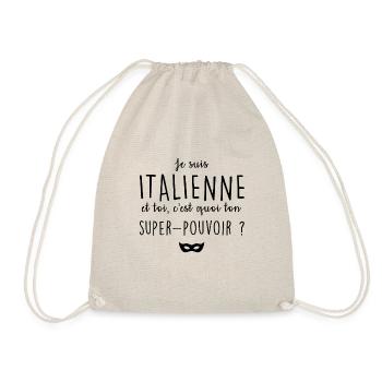 Je suis italienne, c'est quoi ton super-pouvoir ? - Sac de sport léger - nature - Devant