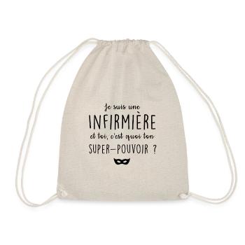 Je suis infirmière, c'est quoi ton super-pouvoir ? - Sac de sport léger - nature - Devant