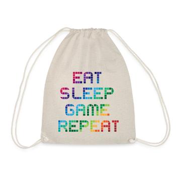 Gamer saying Eat Sleep Game Repeat - gift idea - Drawstring Bag - nature - Front