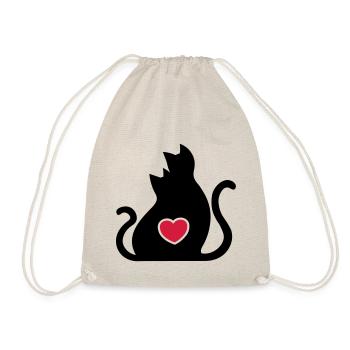 Katzen Liebe Verliebte / Cats in love / - Turnbeutel - Natur - Vorne