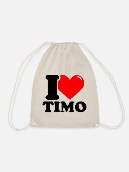 I love timo Vorname - Turnbeutel - Natur