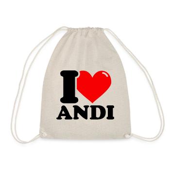 I love andi Vorname - Turnbeutel - Natur - Vorne