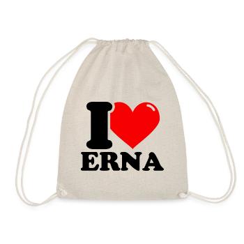 I love erna Vorname - Turnbeutel - Natur - Vorne