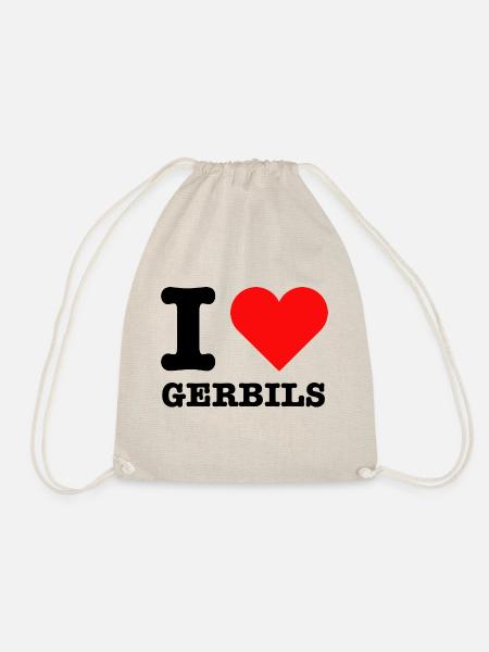 I Love Gerbils | Süßes Rennmausspruch - Turnbeutel - Natur