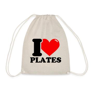 I Love Plates – Fitness Weightlifting Funny - Drawstring Bag - nature - Front