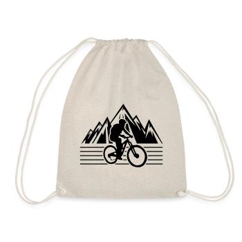 Mountain bike mountain silhouette symbol - Drawstring Bag - nature - Front
