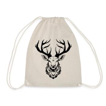 Deer Head - Drawstring Bag - nature - Front