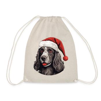 Cocker Spaniel Hund Weihnachten Lustig Xmas - Turnbeutel - Natur - Vorne