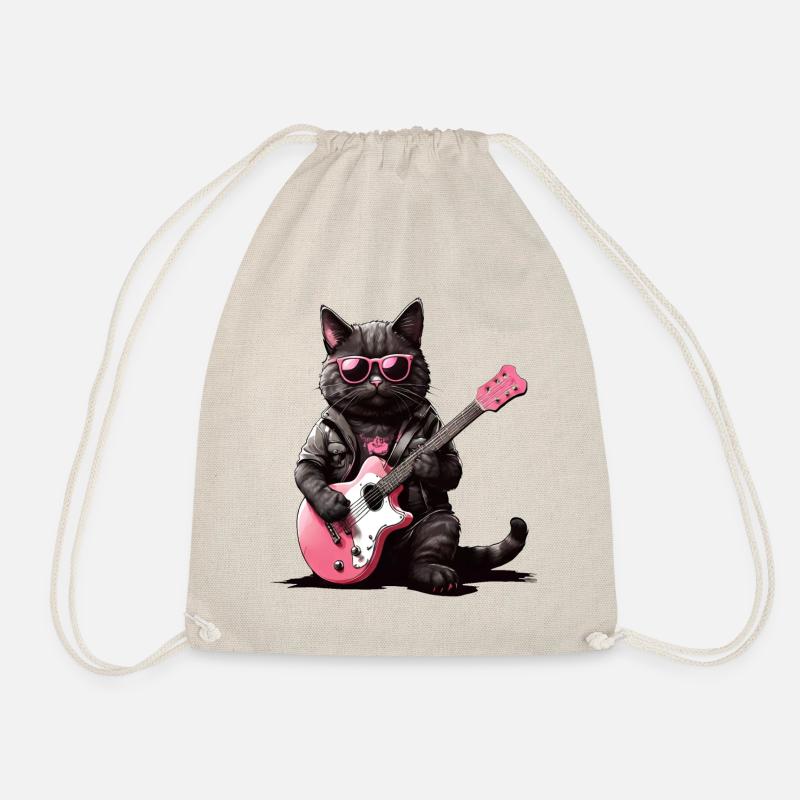 Cool Cat Serenade: Thick, Pink and Epic - Drawstring Bag - nature
