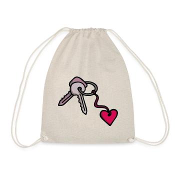Double clé avec porte-clés de chaîne cardiaque - Sac de sport léger - nature - Devant