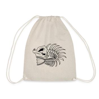 fish bones fisherman piranha - Drawstring Bag - nature - Front