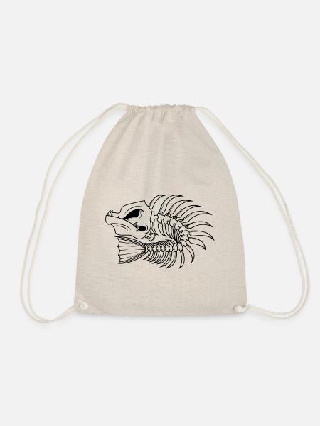 fish bones fisherman piranha - Drawstring Bag - nature