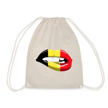 Belgien Flagge Lippen Mund Kussmund Lächeln - Turnbeutel - Natur - Vorne