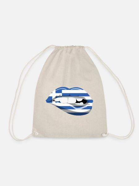 Griechenland Flagge Lippen Hellas Athen Kreta Kos - Turnbeutel - Natur