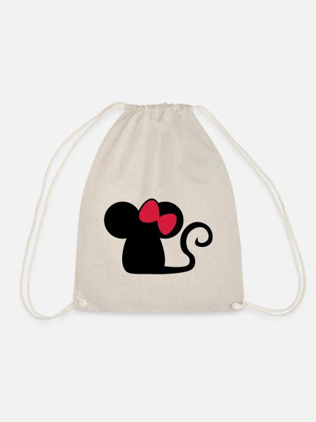 Mäuschen Schleife / mouse with bow Niedliche Maus - Turnbeutel - Natur