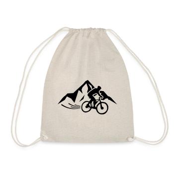 Mountain bike mountain silhouette symbol - Drawstring Bag - nature - Front