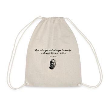Citation Socrate " Que celui qui veut changer..." - Sac de sport léger - nature - Devant