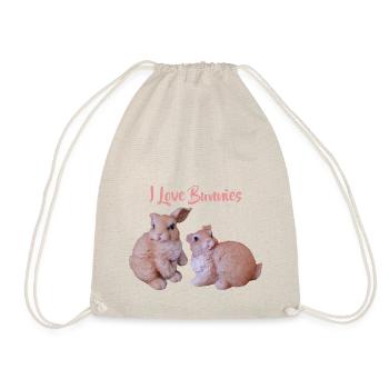 Rabbit Couple, I Love Rabbits - Drawstring Bag - nature - Front