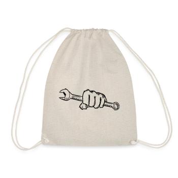 Wrench in hand/fist, drawing - Drawstring Bag - nature - Front
