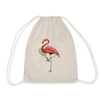 The famous Flamingo loves to play tennis - Drawstring Bag - nature - Front
