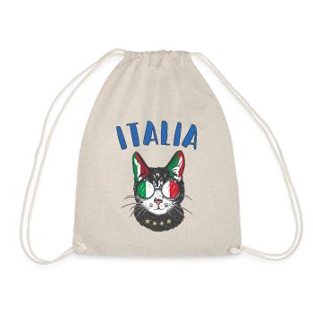Italy Soccer Cat Mascot Italian Fan flag - Drawstring Bag - nature - Front