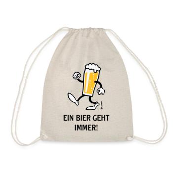 XEin Bier Geht Immer! (Bierchen / Cartoon Lustig) - Turnbeutel - Natur - Vorne