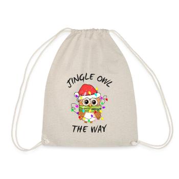Jingle Owl the way, Funny Santa Owl - Drawstring Bag - nature - Front
