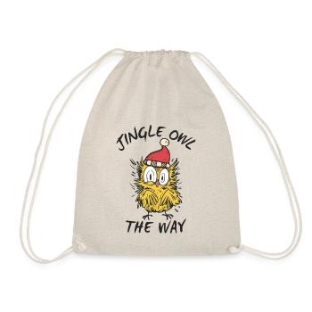 Jingle Owl the way, Funny Santa Owl - Drawstring Bag - nature - Front