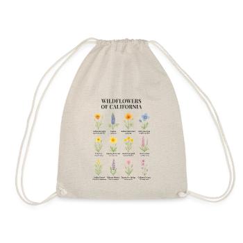 California Wildflowers – Botanical Watercolor Illu - Drawstring Bag - nature - Front