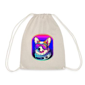 Futuristic Corgi Synthwave Dog Welsh - Drawstring Bag - nature - Front