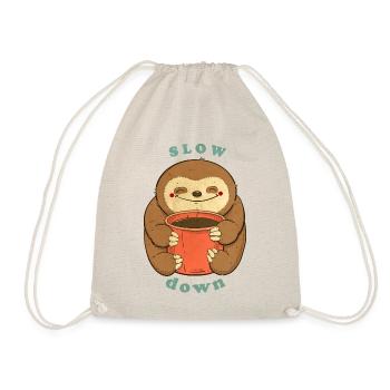 sloth with coffee slow down - Drawstring Bag - nature - Front