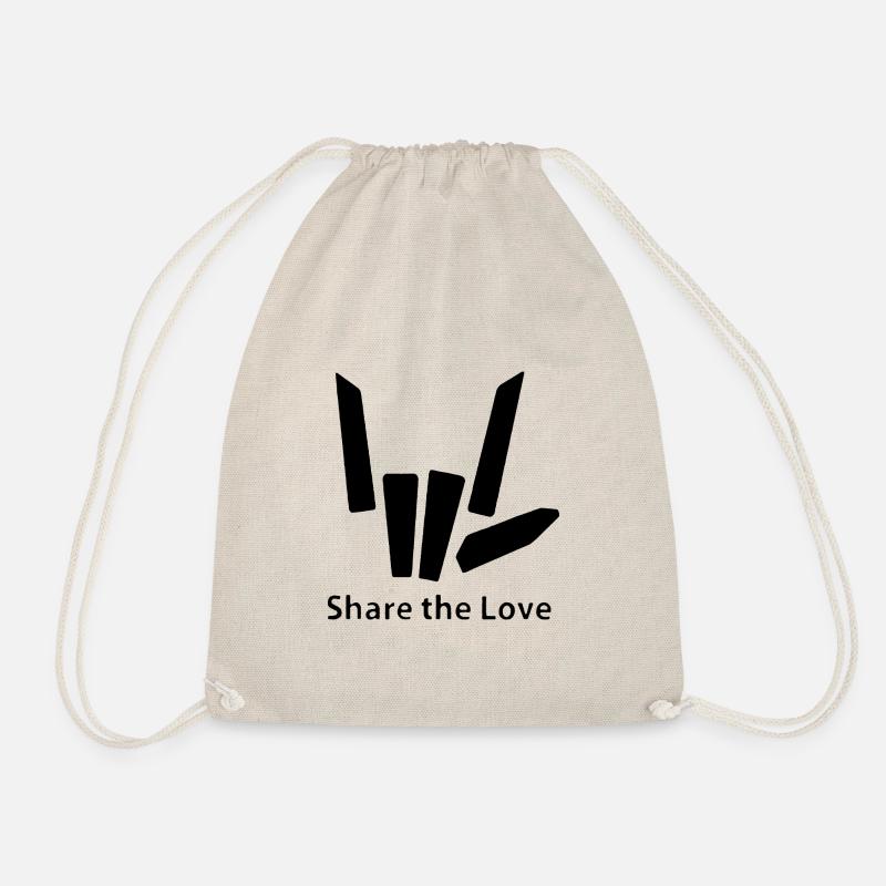 share the love hand sign cool funny shape - Drawstring Bag - nature