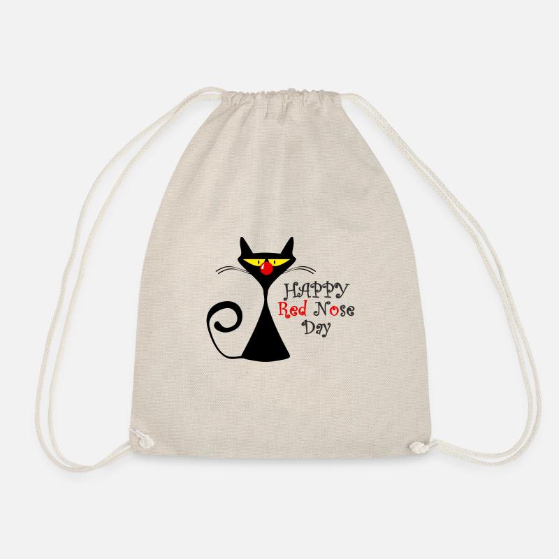 Funny Cat Happy red nose day - Drawstring Bag - nature