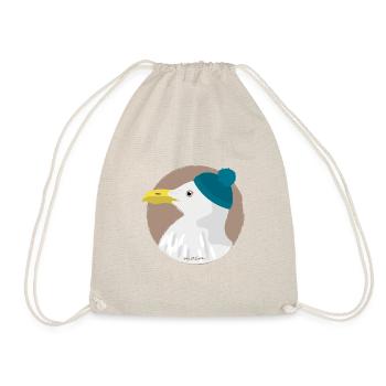 Möwe blaue Mütze | moin - Turnbeutel - Natur - Vorne