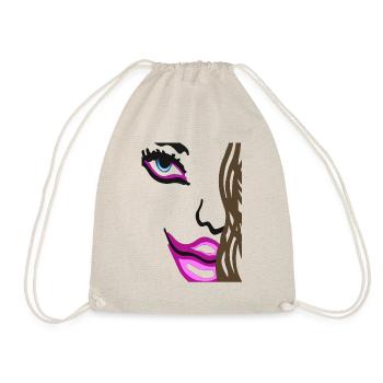 Yeux sur visage - Art Face aux lèvres roses - Sac de sport léger - nature - Devant