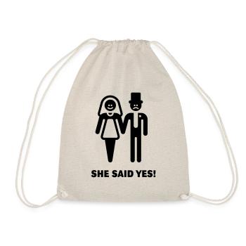She said yes! (Wedding / Marriage) - Drawstring Bag - nature - Front