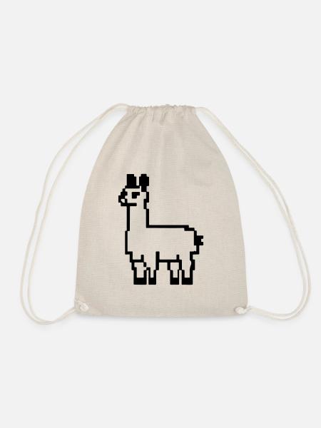 Pixel Alpaka Lama Pixel Kunst Geschenkidee - Turnbeutel - Natur