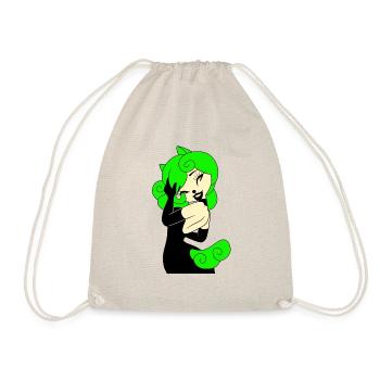 Hoodie Green Cyber Gothic Punk Rock Woman in Black - Drawstring Bag - nature - Front