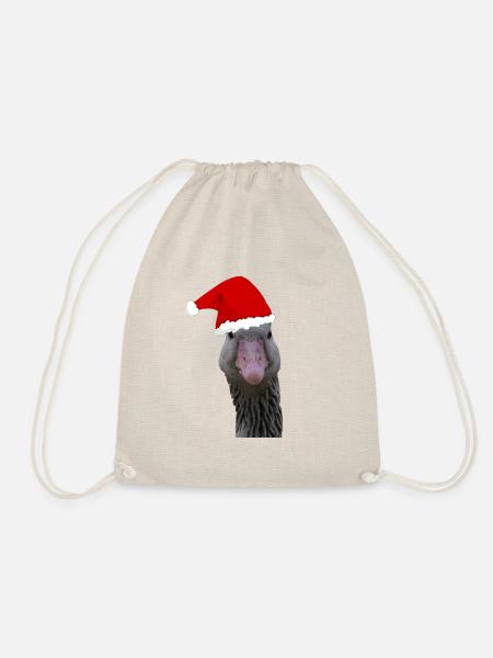 Weihnachtsgans - Gans mit Weihnachtsmütze - Turnbeutel - Natur