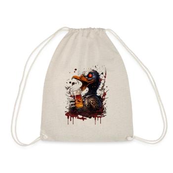 Cool , evil horror duck with beer - Drawstring Bag - nature - Front